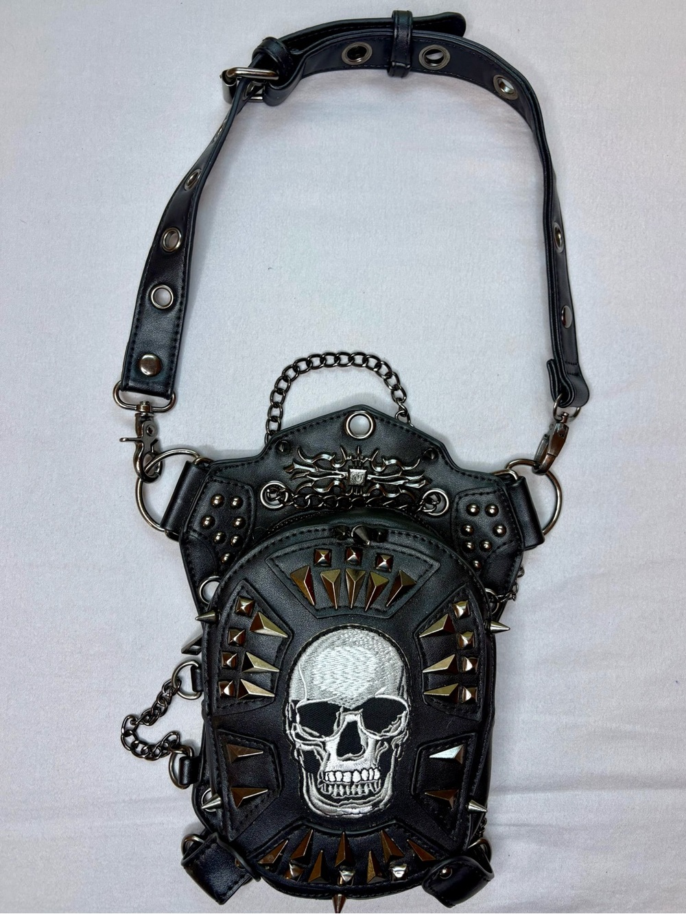 Steel Master Skull Studded Gothic Steampunk Crossbody Hip Holster Bag